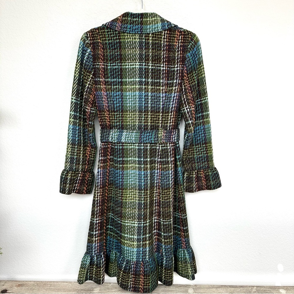 Anthropologie Elevenses Wool Blend Plaid Long Coat 4 - Picture 2 of 16